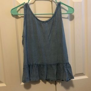Denim flowy tank top with buttons in back